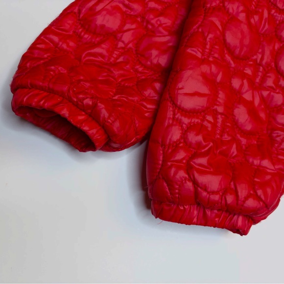 Girls red Disney Minnie Mouse quilted puffer jacket with silver bow- 5/6 - Picture 9 of 9